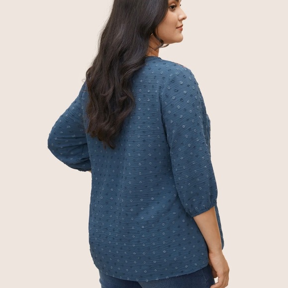 Boho Print Patchwork Texture Notched Blouse - Picture 6 of 6